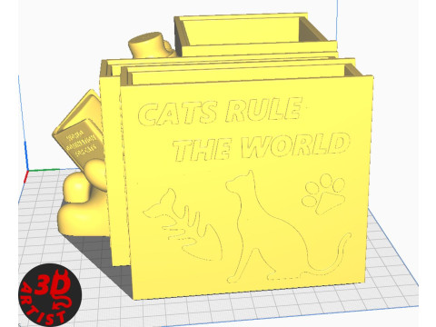 Pencil Holder World Domination for cats Set 2 versions Modello di stampa 3D
