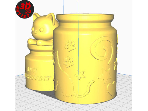 Pen Holder Cat Antidepressant 3D Druckmodell