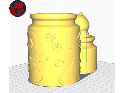 Pen Holder Cat Antidepressant 3D Druckmodell