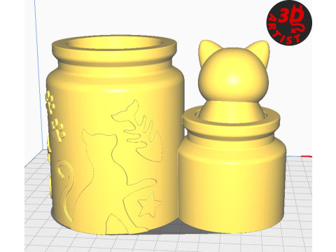 Pen Holder Cat Antidepressant 3D Druckmodell