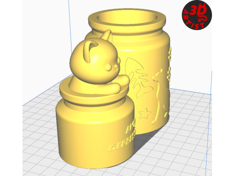 Pen Holder Cat Antidepressant 3D Druckmodell