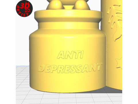 Pen Holder Cat Antidepressant 3D Druckmodell