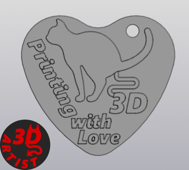 3D Printing with Love Valentine Keychain Modello di stampa 3D .c4d .max .obj .3ds .fbx .stl .blend