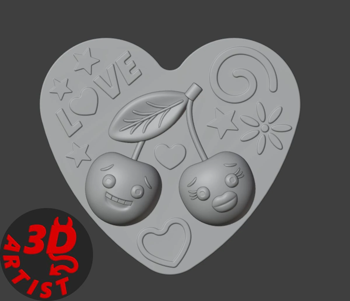 Ceri Kotak Valentine Model Cetak 3D .c4d .max .obj .3ds .fbx .stl .blend 