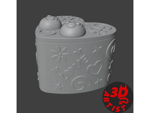 Ceri Kotak Valentine Model Cetak 3D