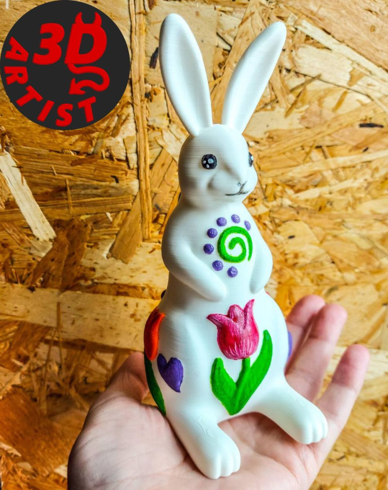 Easter Bunny Patterned Figurine 3D Model .c4d .max .obj .3ds .fbx .stl .blend
