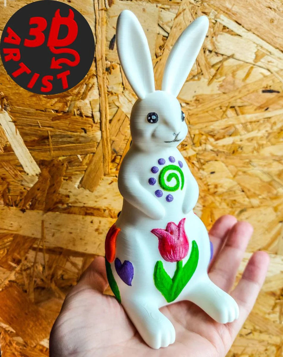Easter Bunny Patterned Figurine 3D Model .c4d .max .obj .3ds .fbx .stl .blend