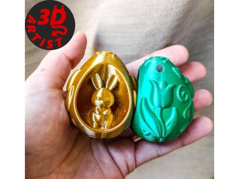 Easter Egg with Bunny Set 2 models Modèles 3D en vedette