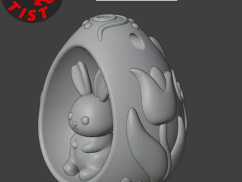 Easter Egg with Bunny Set 2 models 3D Print Model