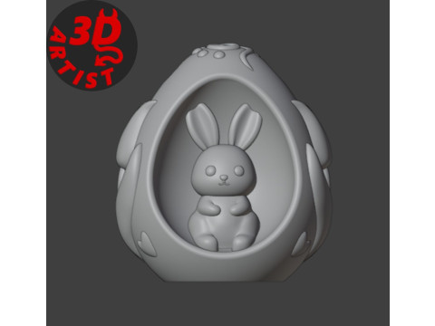 Easter Egg with Bunny Set 2 models Modèles 3D en vedette