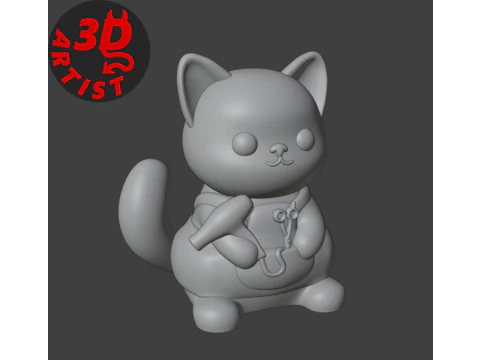 Cat Hairdresser Figurine 3D Print Model
