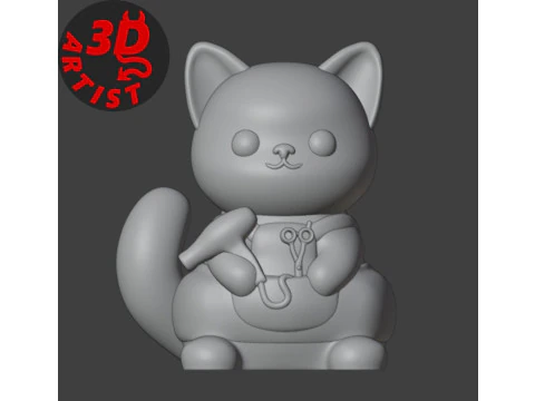 Cat Hairdresser Figurine 3D Print Model