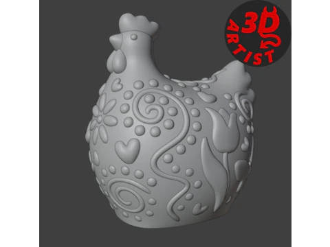 Easter Hen Patterned Figurine 3D Print Model