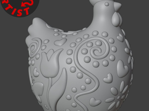 Easter Hen Patterned Figurine 3Dプリントモデル
