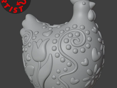 Easter Hen Patterned Figurine 3D Print Model