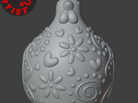 Easter Hen Patterned Figurine 3D Print Model