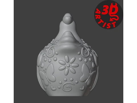 Easter Hen Patterned Figurine 3D Print Model