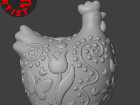 Easter Hen Patterned Figurine 3Dプリントモデル