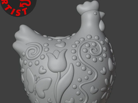 Easter Hen Patterned Figurine 3D Print Model