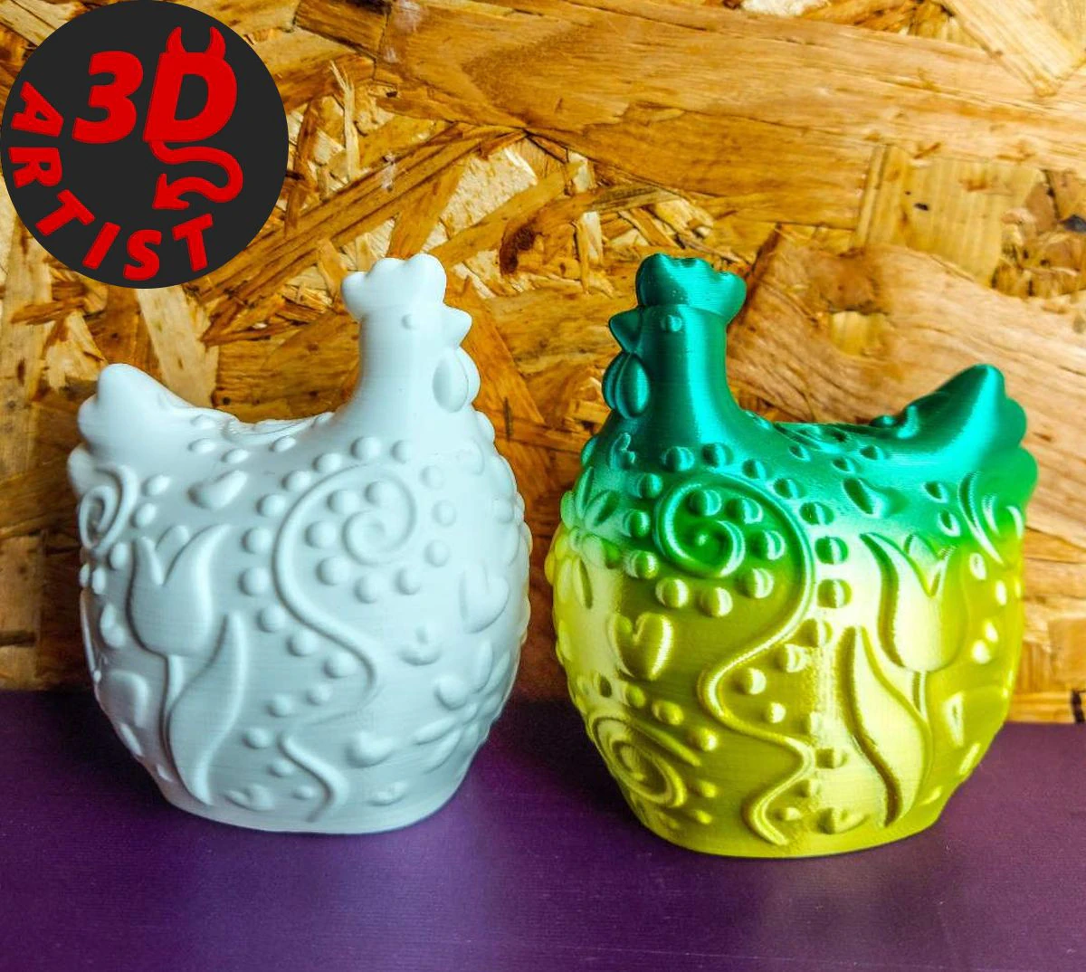 Easter Hen Patterned Figurine 3D Print Model .c4d .max .obj .3ds .fbx .stl .blend 
