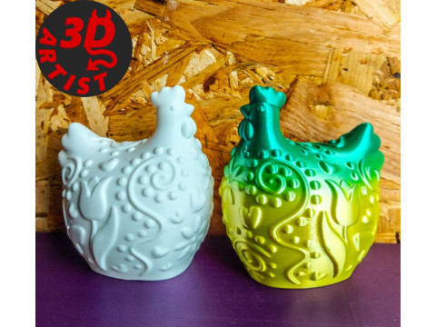 Easter Hen Patterned Figurine 3D Print Model