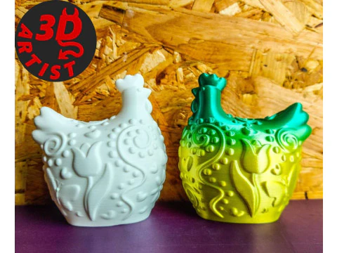 Easter Hen Patterned Figurine 3D Print Model