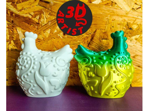 Easter Hen Patterned Figurine 3D Print Model