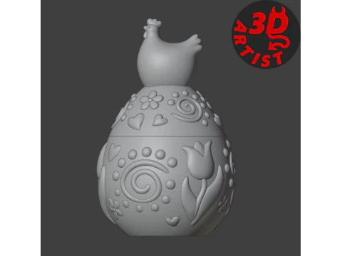 Easter Egg Patterned Box V2 3D Print Model