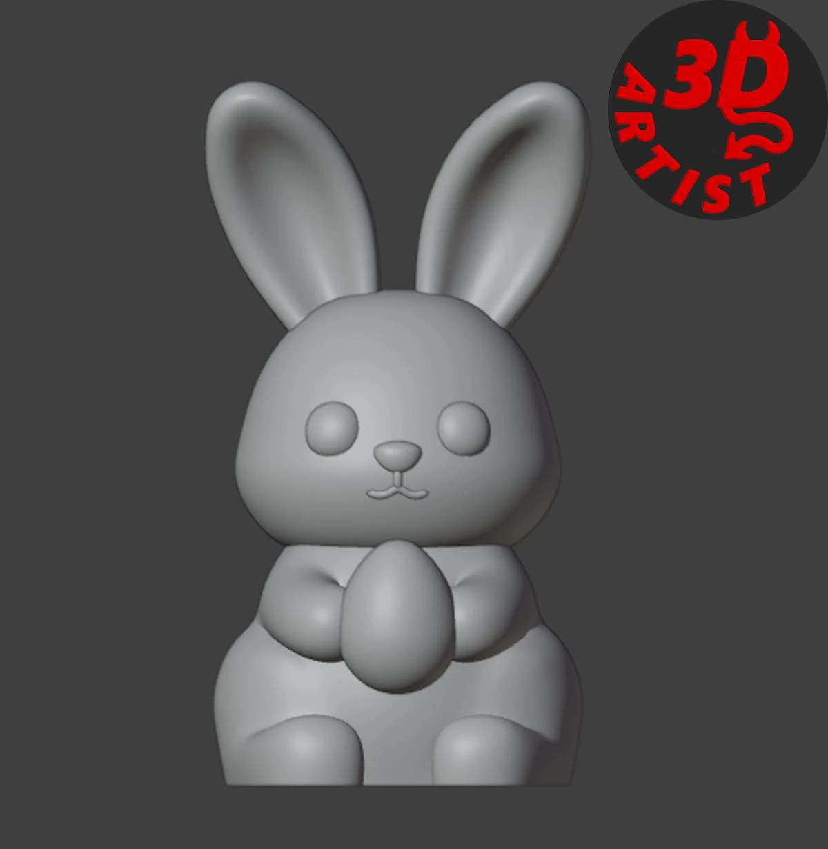 Bunny with Easter Egg Figurine 3D Print Model .c4d .max .obj .3ds .fbx .stl .blend