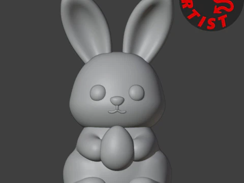 Bunny with Easter Egg Figurine 3D Print Model