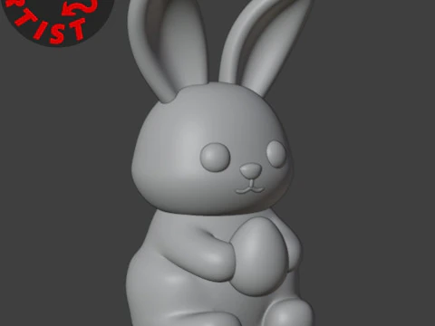 Bunny with Easter Egg Figurine 3D Print Model