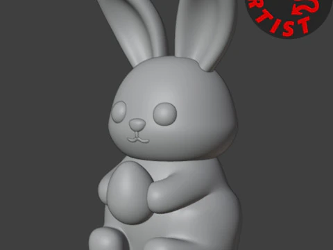 Bunny with Easter Egg Figurine 3D Print Model