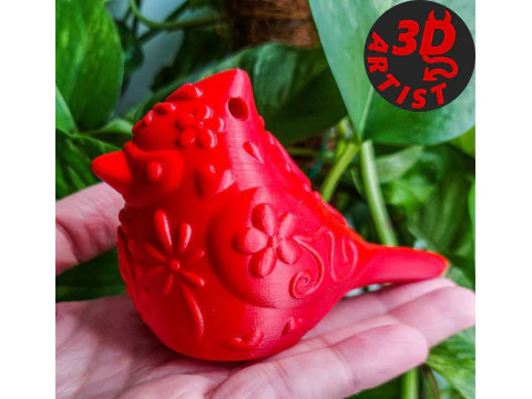 Bird Cardinal Figurine Set 4 versions 3D Print Model