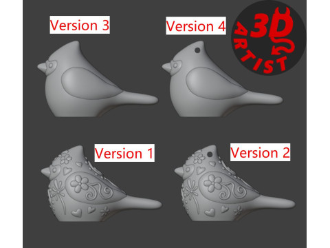 Bird Cardinal Figurine Set 4 versions Model do druku 3D