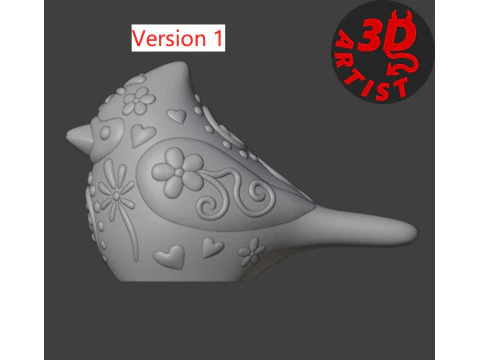 Bird Cardinal Figurine Set 4 versions 3D Print Model