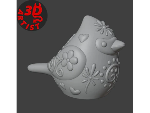 Bird Cardinal Figurine Set 4 versions 3D Print Model
