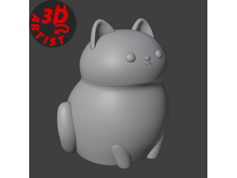 Fat cat Box Model Cetak 3D
