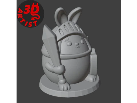 Easter Bunny Knight Figurine V2 3D Print Model