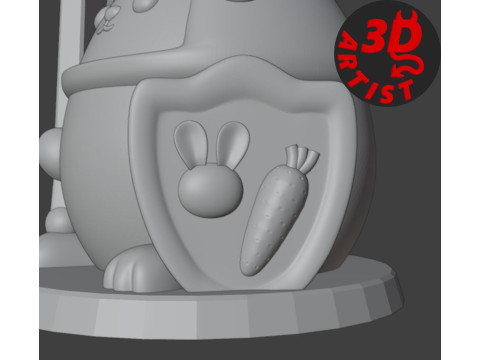 Easter Bunny Knight Figurine V2 Model Cetak 3D