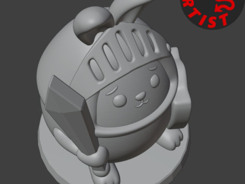 Easter Bunny Knight Figurine V2 Model Cetak 3D
