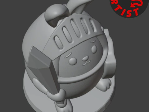 Easter Bunny Knight Figurine V2 3D Print Model