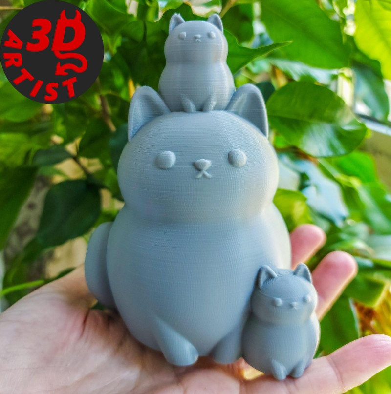 Mother Cat with Kittens Figurine 3D Принт Модель .c4d .max .obj .3ds .fbx .stl .blend 