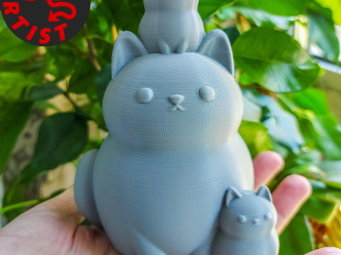 Mother Cat with Kittens Figurine Modelo de Impressão 3D