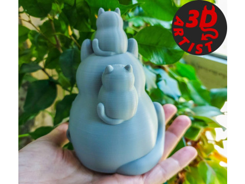 Mother Cat with Kittens Figurine 3D Принт Модель