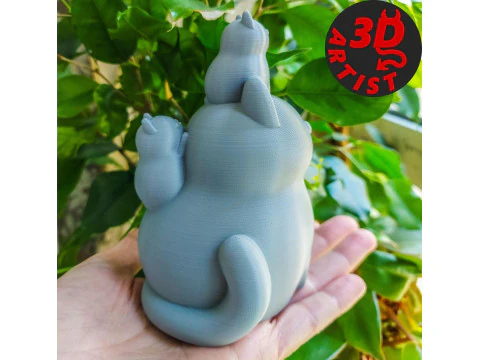Mother Cat with Kittens Figurine 3D Print Model