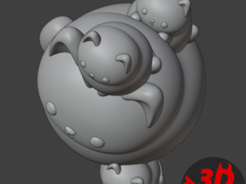 Mother Cat with Kittens Figurine 3D Принт Модель