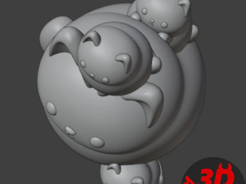 Mother Cat with Kittens Figurine 3D Print Model