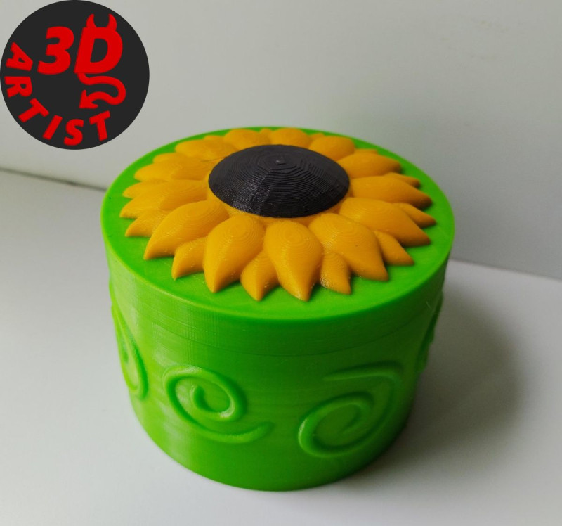 Sunflower Box 3D Принт Модель .c4d .max .obj .3ds .fbx .stl .blend 
