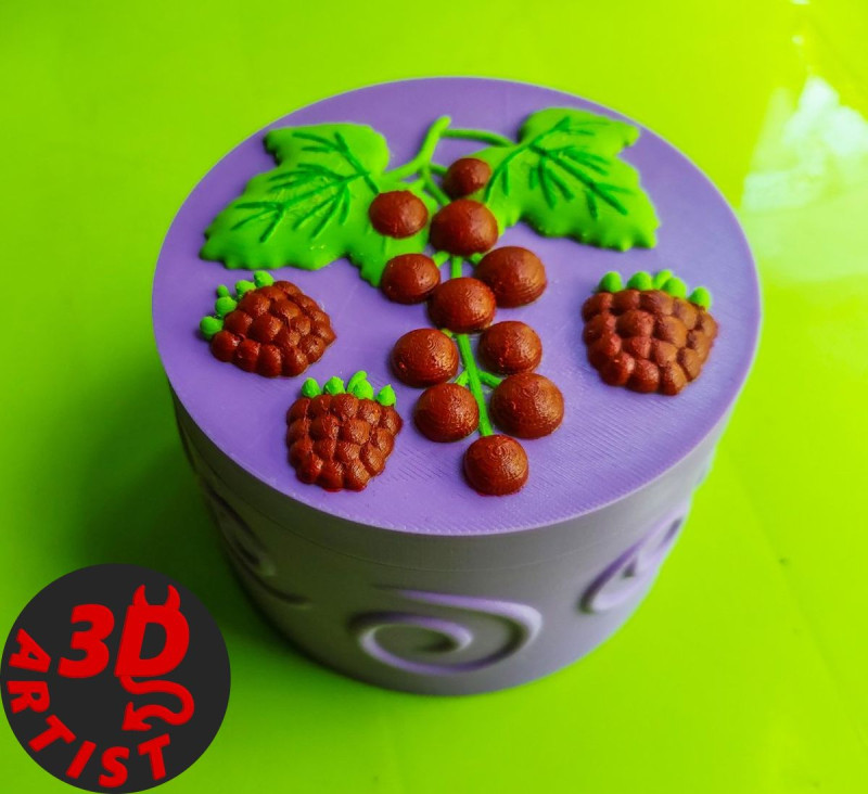 Red currant and raspberry Box 3D Принт Модель .c4d .max .obj .3ds .fbx .stl .blend 