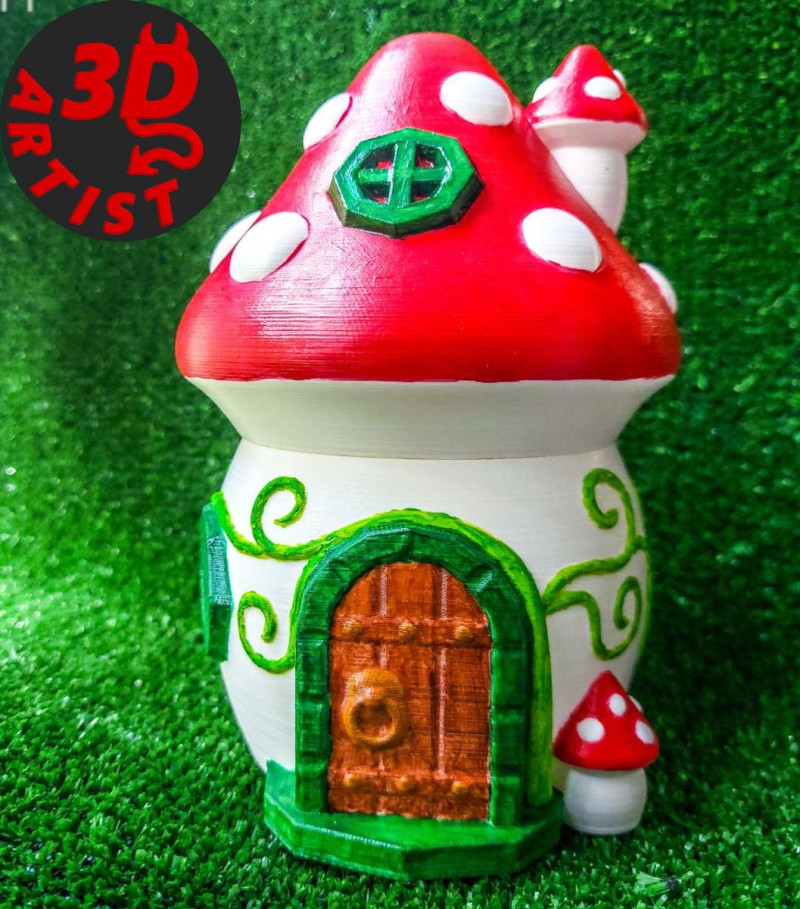 Mushroom House Box Modello di stampa 3D .c4d .max .obj .3ds .fbx .stl .blend 